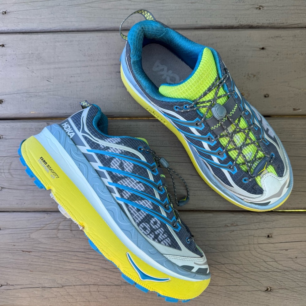 Hoka Mafate Origins trail running shoes in Goblin Blue and Diva Blue size 9 - Picture 2 of 14